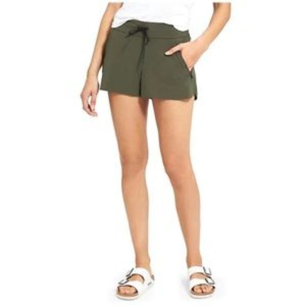 Athleta Hudson Board Travel Olive Green Athletic Shorts 0‎